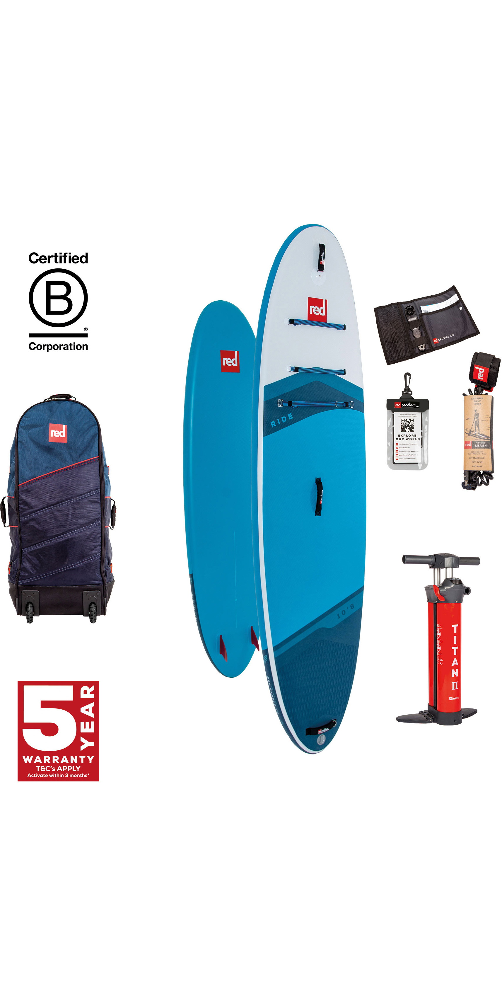 2026 Red Paddle Co 10'8'' Ride MSL Stand Up Paddle Board, Bag