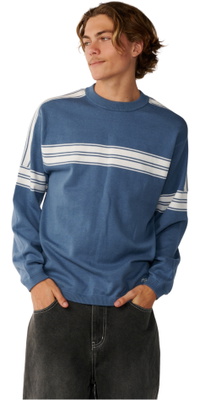 2026 Rip Curl Mens Archive Twu Stripe Crew Knit Sweatshirt 00TMKN - Bluefin
