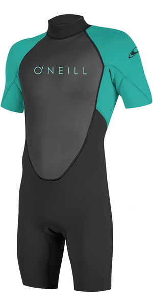 2025 O'Neill Youth Reactor II 2mm Back Zip Shorty Wetsuit 5045 - Black / Aqua