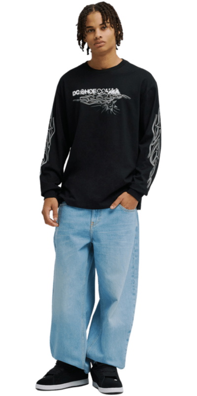 DC Shoes Mens Side Flame Long Sleeve T-Shirt