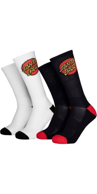 2026 Santa Cruz Mens Classic Dot Socks (2 Pack) SCA-SCK-0115 - White / Black