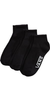 2026 Vans Classic Quarter Crew Socks - 3 Pairs VN000QBXBLK1 - Black