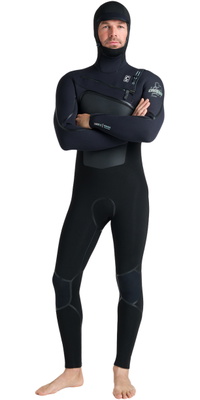 2026 C-Skins Mens Nuwave Wired 6/5mm Hooded Chest Zip Wetsuit CWI65MH - Black / Black / Blue