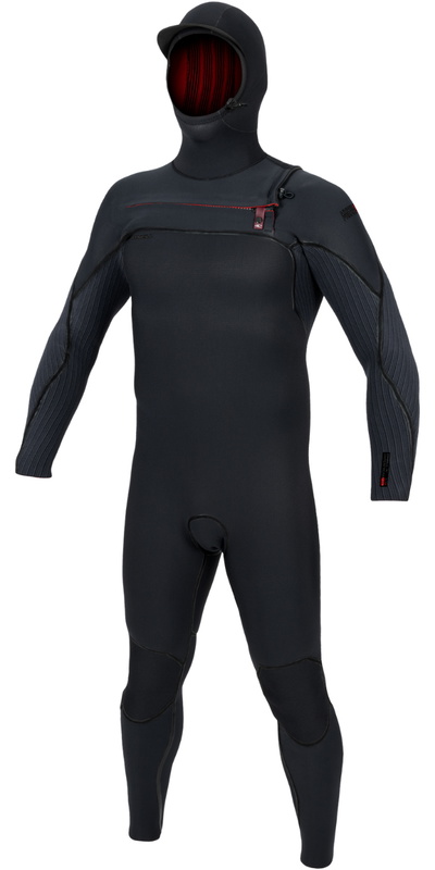 O'Neill Mens Hyperfreak Fire+ 5/4mm Chest Zip Hooded Wetsuit