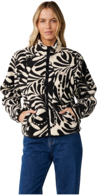 2026 Rip Curl Womens Party Pack Zip Through Polar Fleece 0EGWFL - Black / White