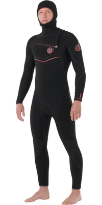 2026 Rip Curl Mens F-Bomb Fusion 4/3mm Chest Zip Hooded Wetsuit 174MFS - Black