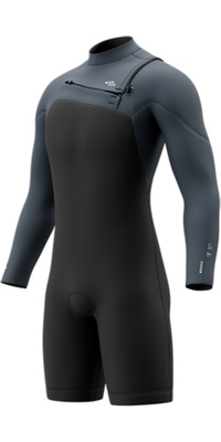 2026 Mystic Mens Motion 3/2mm Chest Zip Long Sleeve Shorty Wetsuit 35000.270013 - Tidal Blue