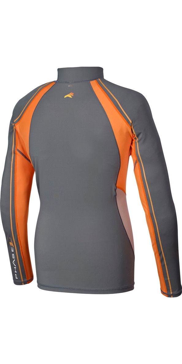 Crewsaver Junior Phase 2 Long Sleeve Rash Vest Grey Orange 6910 Rash