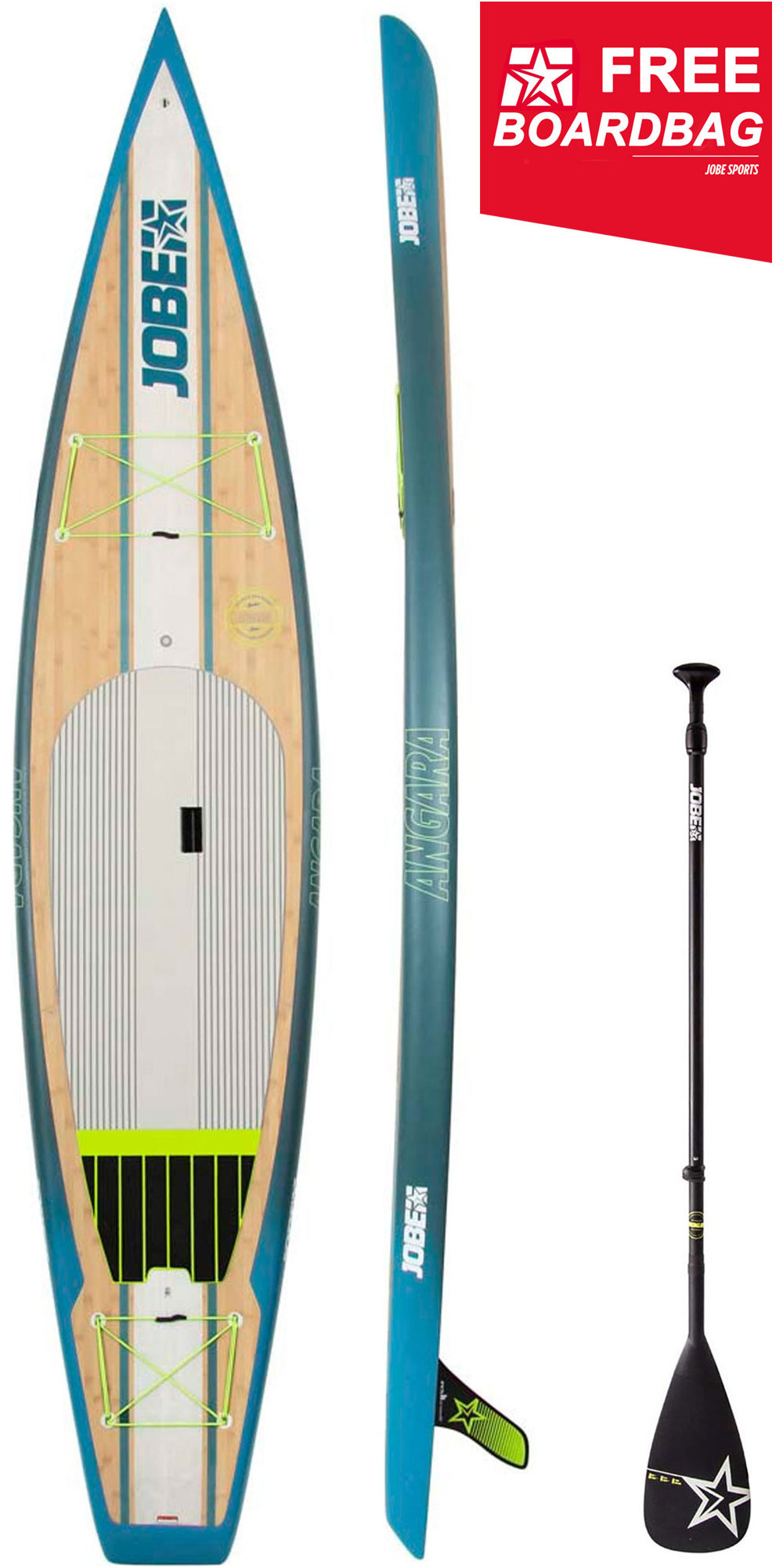 2019 Jobe Bamboo Angara 12'6 Stand Up Paddle Board Inc 3-Piece
