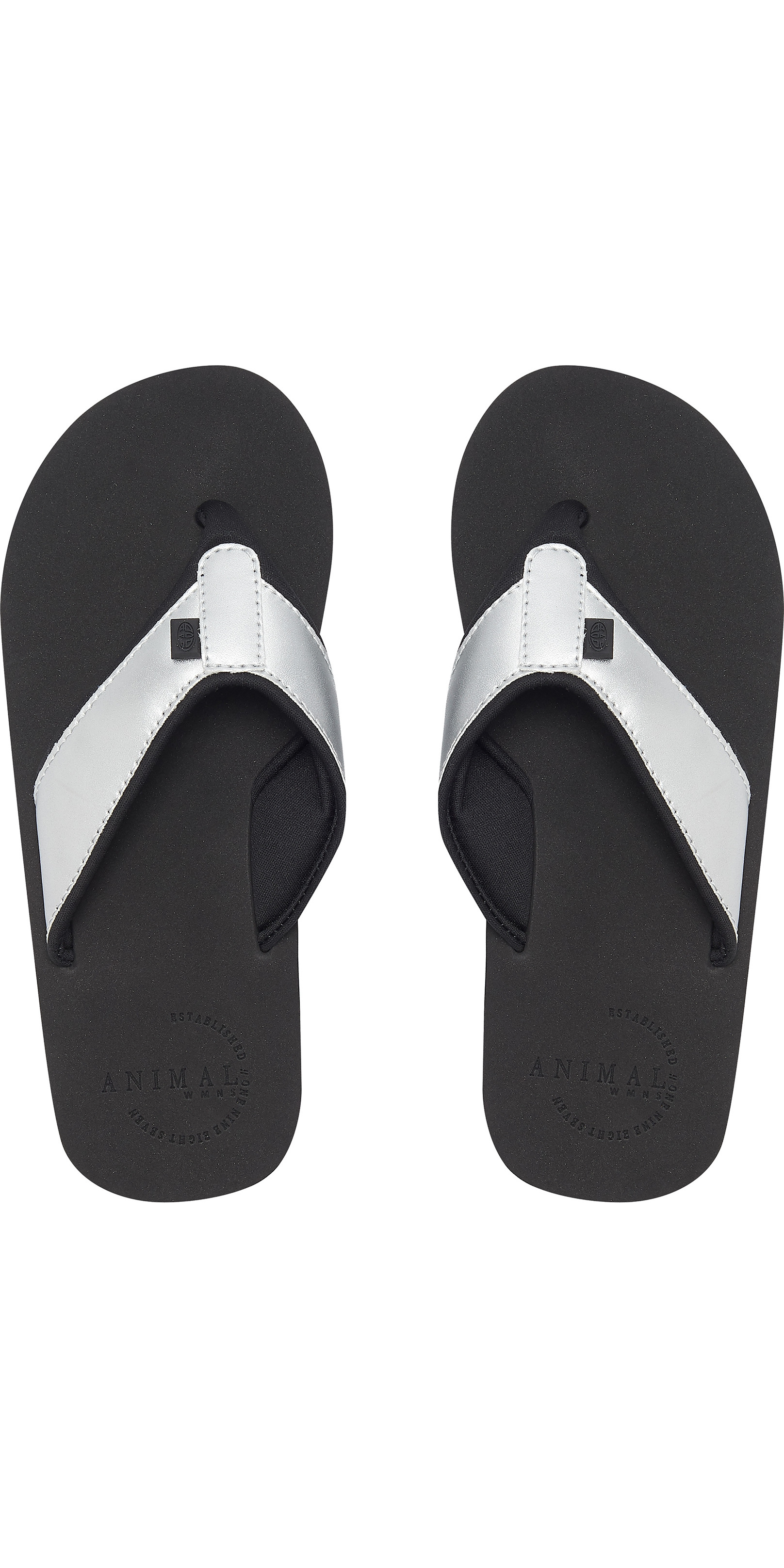 black animal flip flops