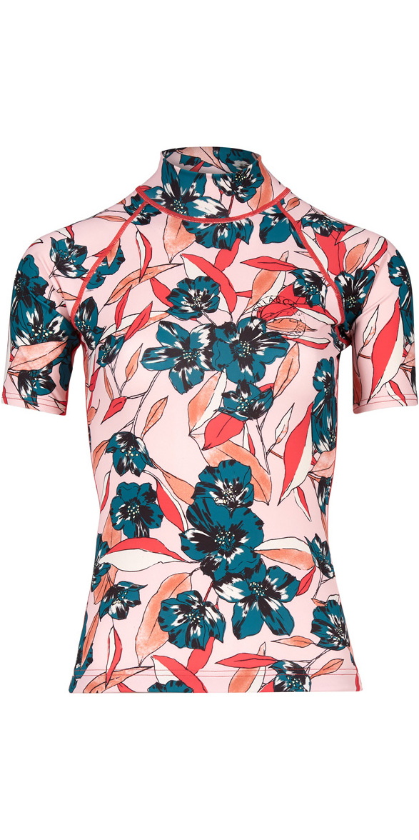 2018 Billabong Womens Flower Short Sleeve Rash Vest Blush H4gy03