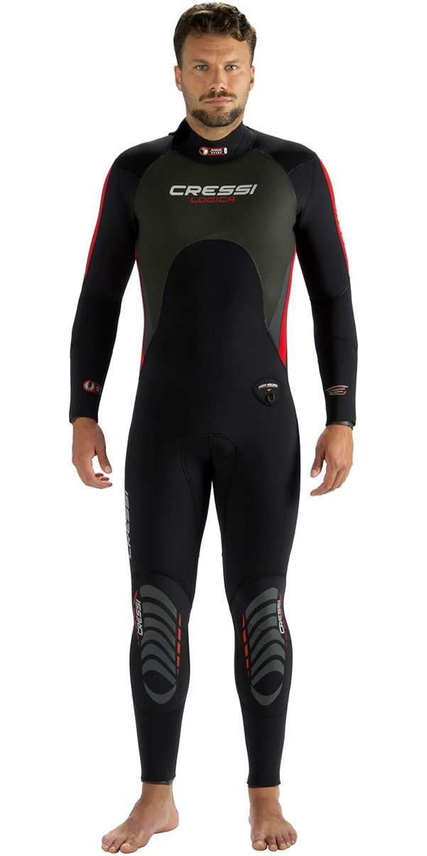 2016 Cressi Logica 5mm Back Zip Dive Wetsuit Black Red Ls5060 Ls5060