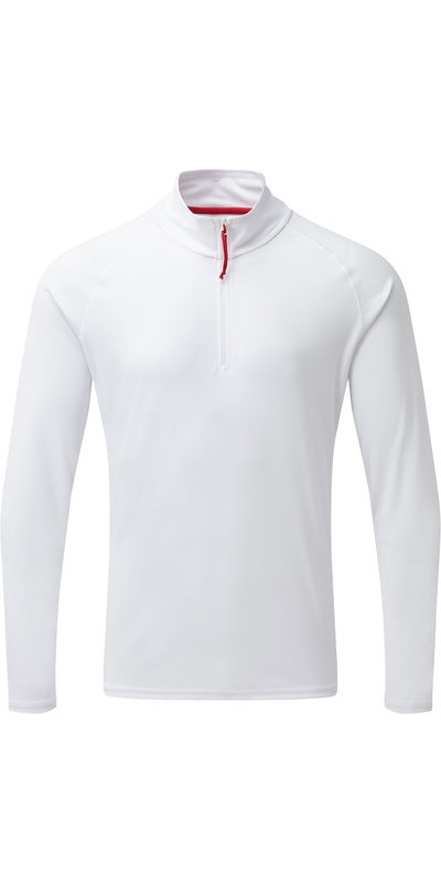 Gill Mens UV Tec Zip Neck Top White