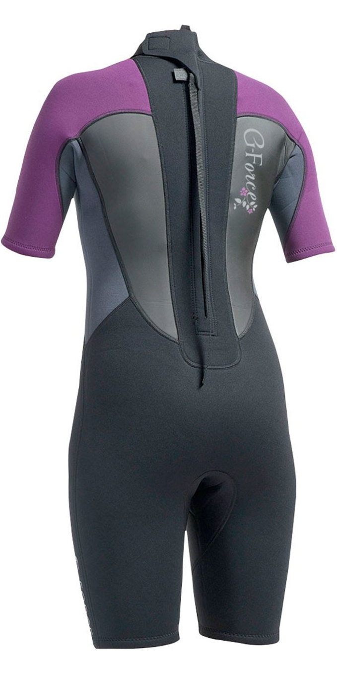 2019 Gul GForce 3mm Womens Shorty Wetsuit Black / Mulberry GF3306A9
