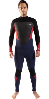 2025 Gul Mens Response 4/3mm GBS Back Zip Wetsuit RE1246-C1 - Navy / Red
