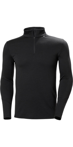 2025 Helly Hansen Mens Lifa Merino Mid Weight 1/2 Zip Top 49363 - Black