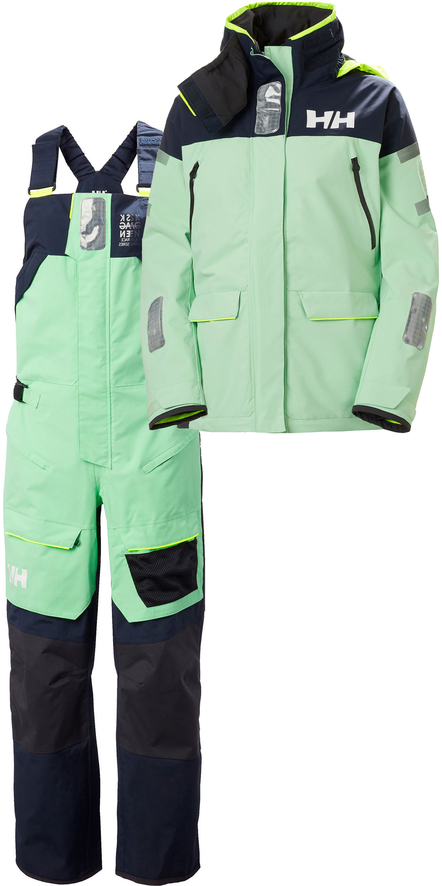 2020 Helly Hansen Womens Skagen Offshore Sailing Jacket & Trouser Combi Set - Reef Green