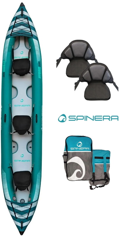Spinera Hybris 500 HDDS 3 person Kayak w / Bag, 2 Fins, 2 Kayak Seats