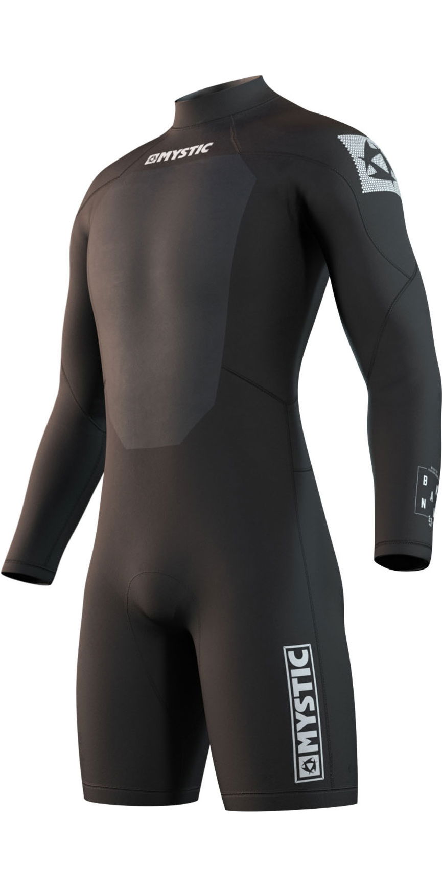 Mystic Mens Brand 3/2mm Long Sleeve Back Zip Shorty Wetsuit - Black - Picture 5 of 8