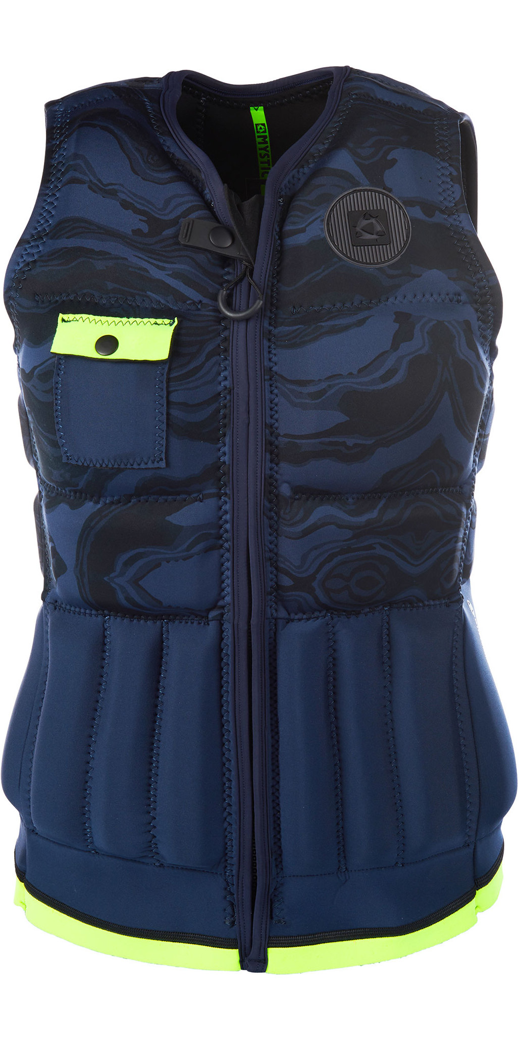 2019 Mystic Womens Diva Front Zip Wake Impact Vest Navy / Lime 190128 Boardsports Wetsuit Outlet