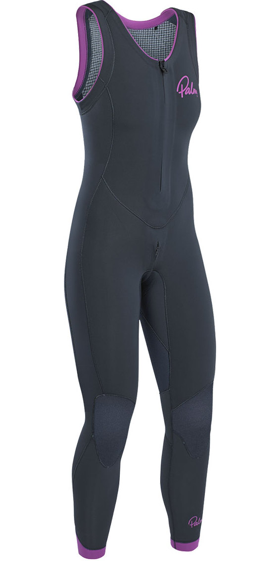 2020 Palm Blaze Womens 3mm GBS Front Zip Long John Wetsuit Jet Grey