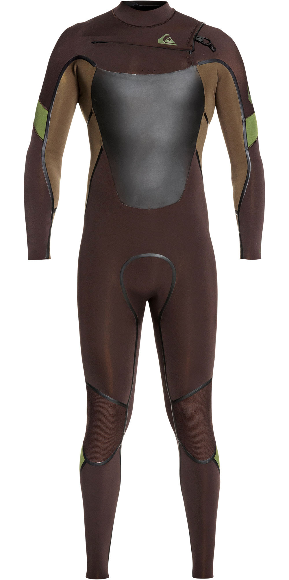 2020 Quiksilver Mens Syncro Plus 4/3mm Chest Zip Wetsuit Velvet Brown / Dark Beech Wetsuit Outlet