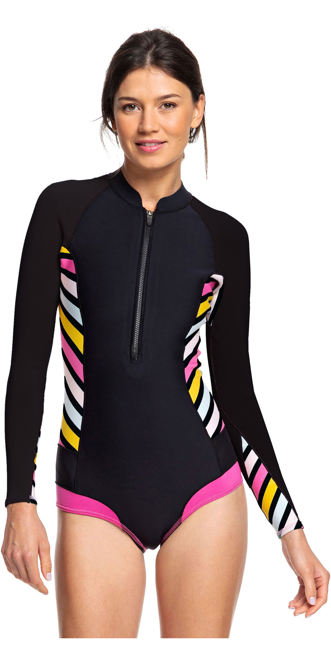 2019 Roxy Womens 1mm Pop Surf Long Sleeve Cheeky Spring Shorty Wetsuit Black Wetsuit Outlet