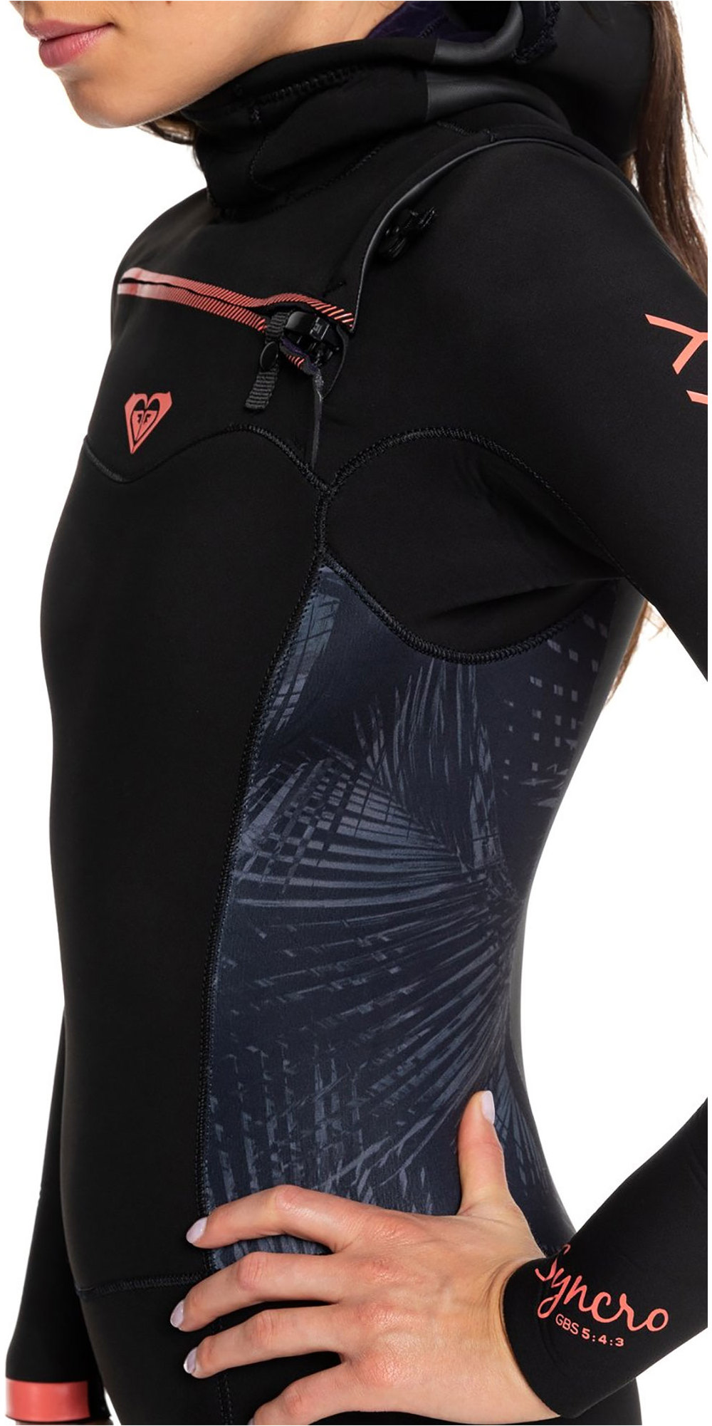 2019 Roxy Womens Syncro 5/4/3mm Hooded Chest Zip Wetsuit Black
