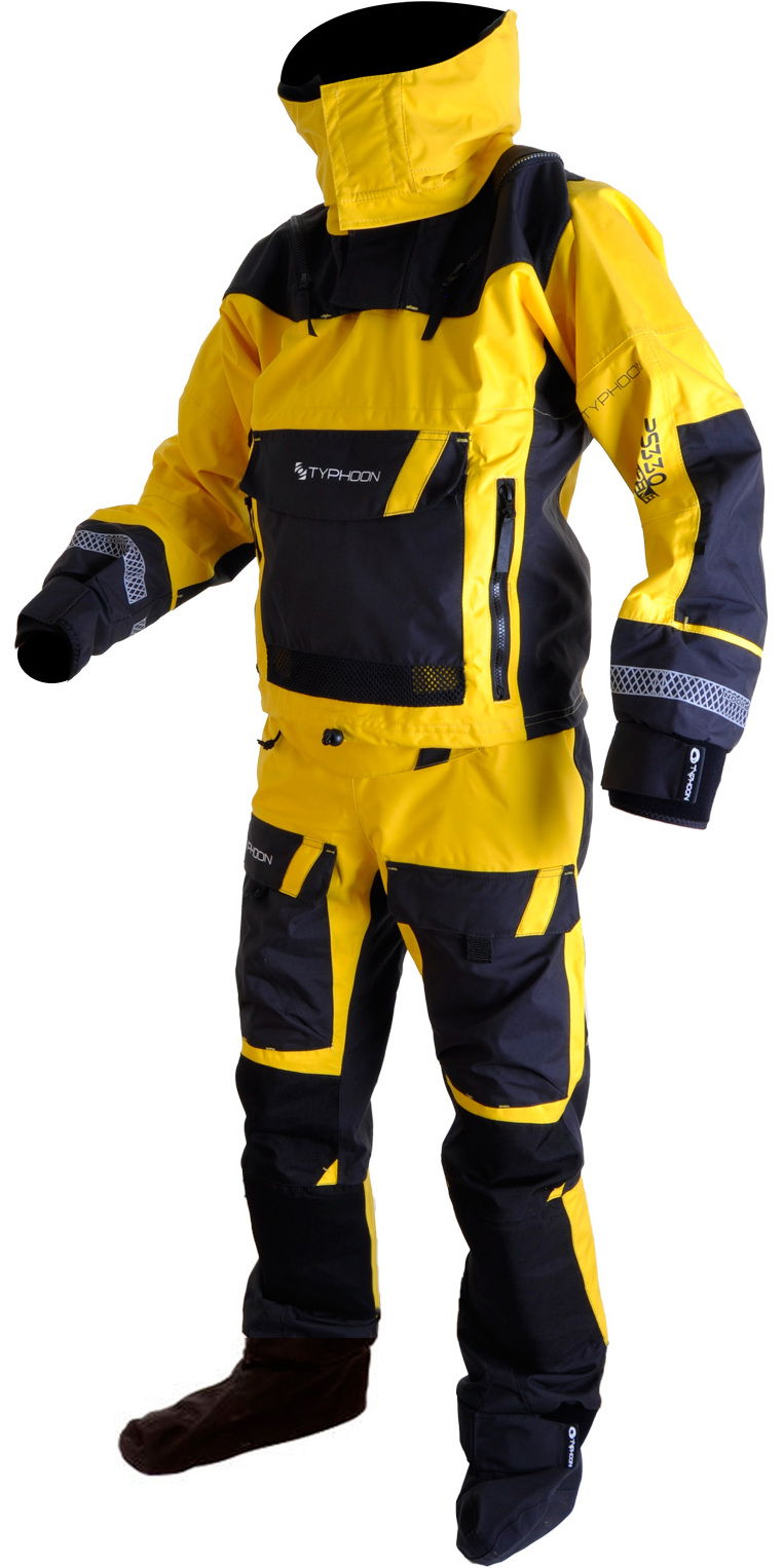 2018 Typhoon Ps330 Kayak Ocean Drysuit Con Zip Yellow Black 100160