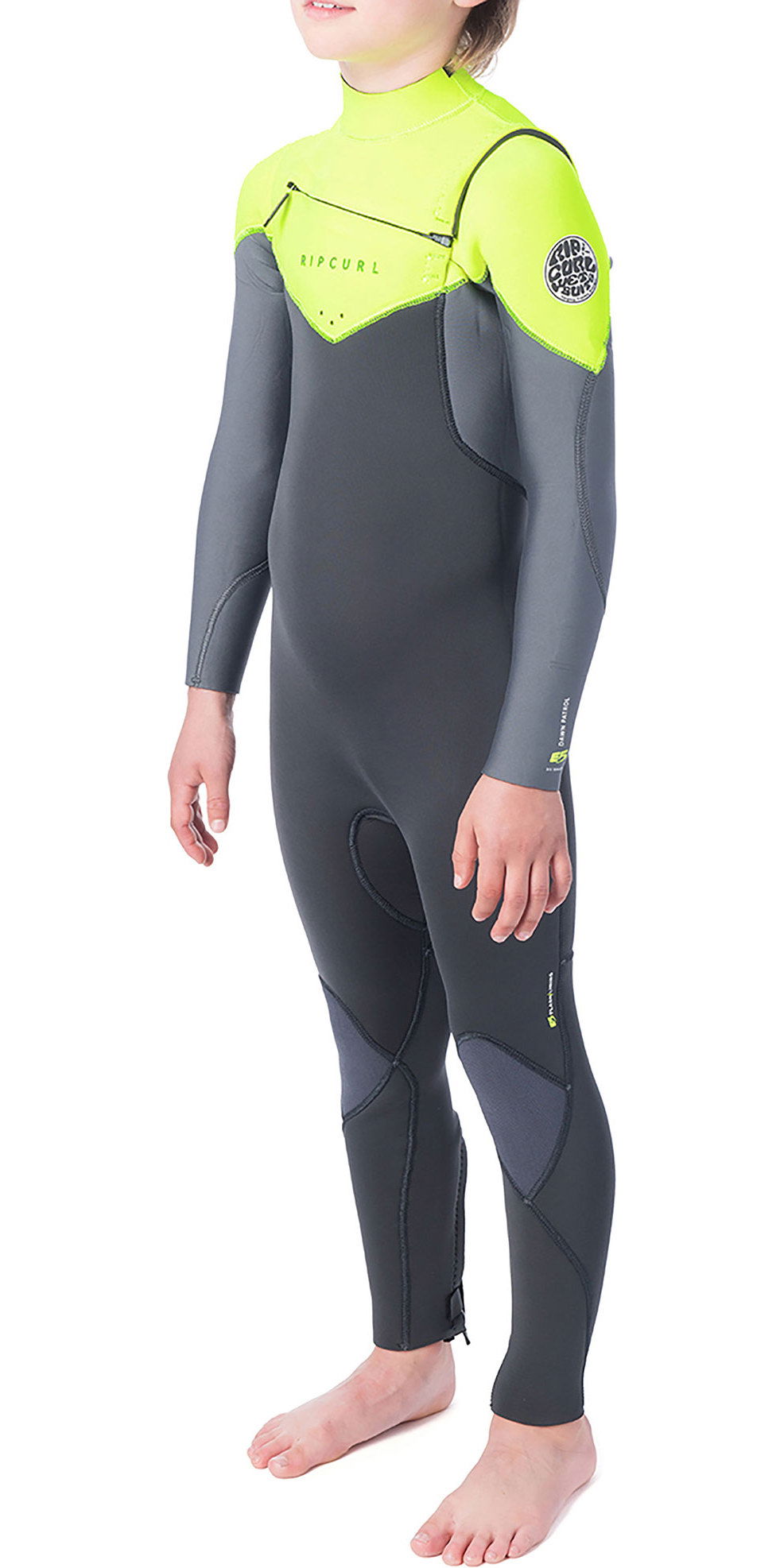 2019 Rip Curl Junior Dawn Patrol 4/3mm Chest Zip Wetsuit Lime WSM9LB Wetsuits Wetsuit Outlet