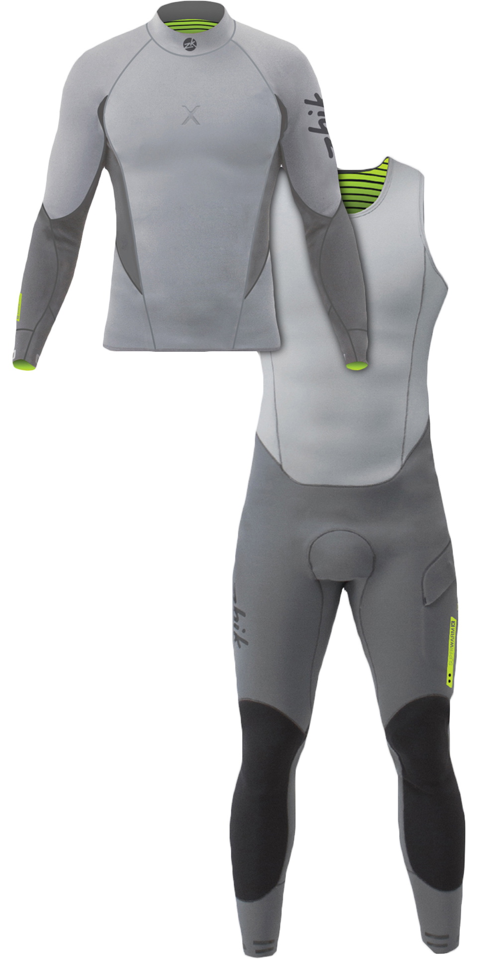 2020 Zhik Superwarm X 3/2mm Neoprene Top & Skiff Wetsuit CombiSet Grey