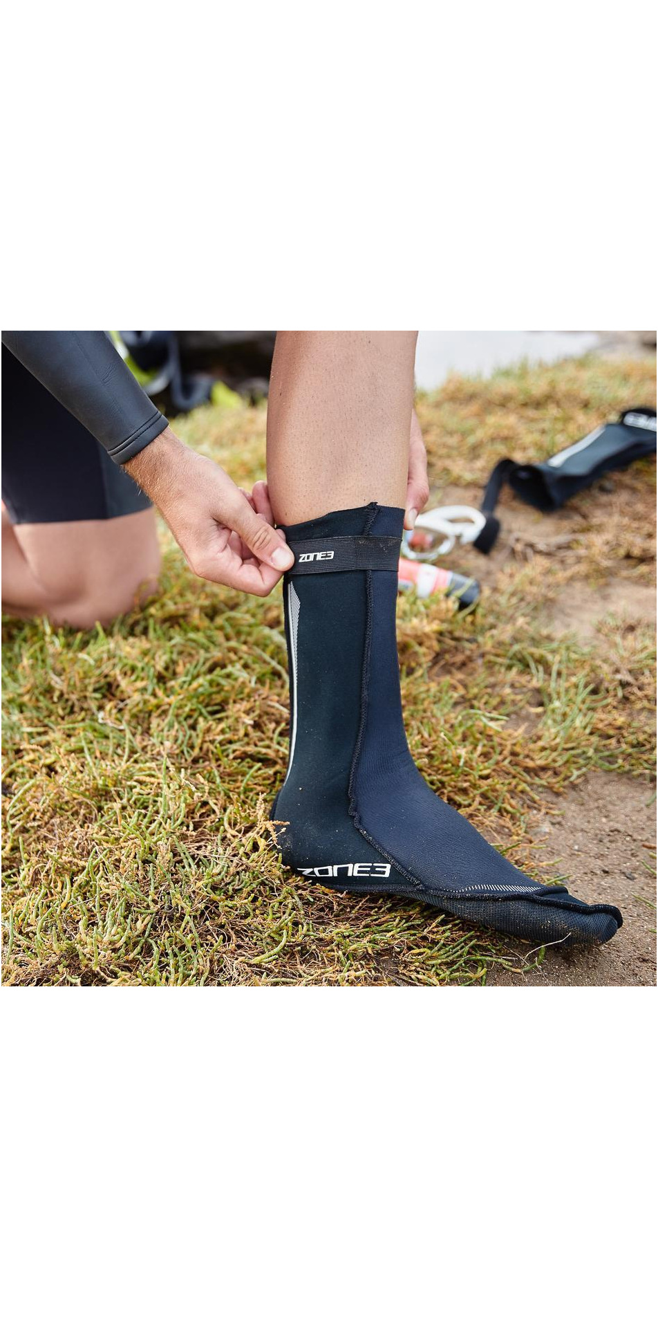 2024 Zone3 Neoprene Swimming Socks - Black / Reflective Silver