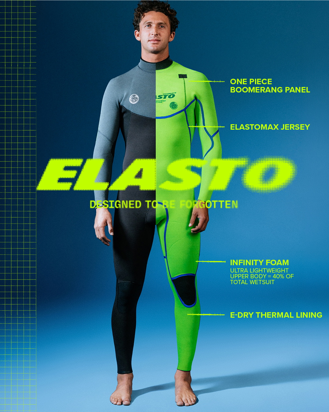 Technical features on the Elasto wetsuit