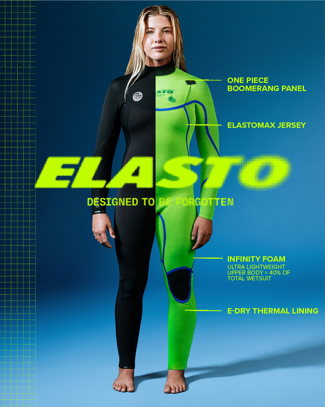 Womens version of technical wetsuit features. 