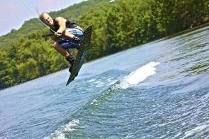 Wakeboarder catching air