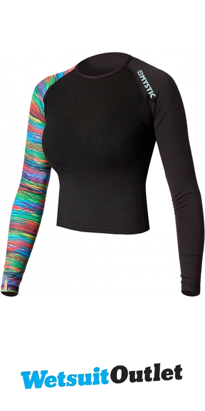 Mystic Ladies Dazzled Long Sleeve Rash Vest Belly Cut Multi 160315