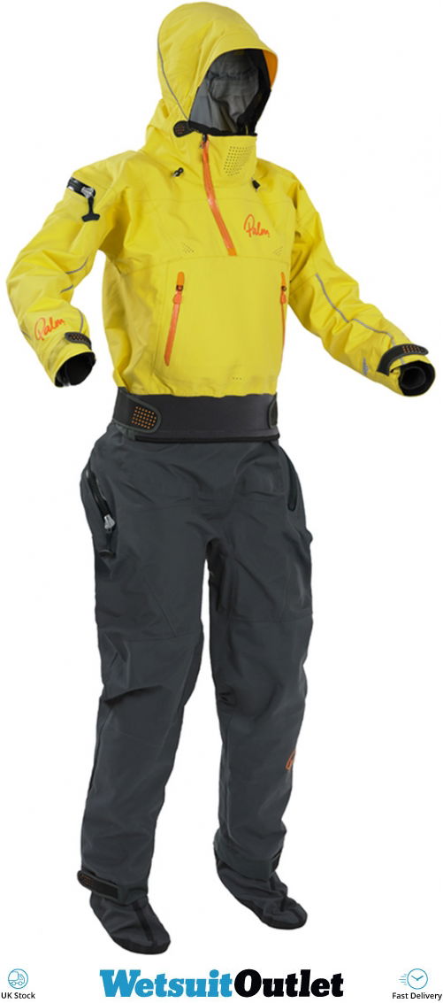 Palm Womens Bora Touring Relief Zip Kayak Drysuit Yellow 11740