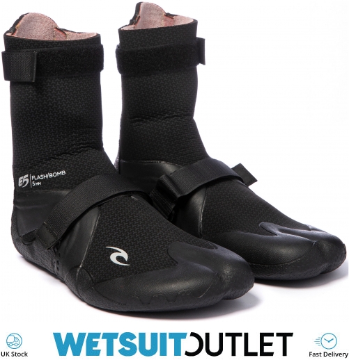 2020 Rip Curl Flashbomb 5mm Hidden Split Toe Boots WBO7IF - Black - Wetsuits