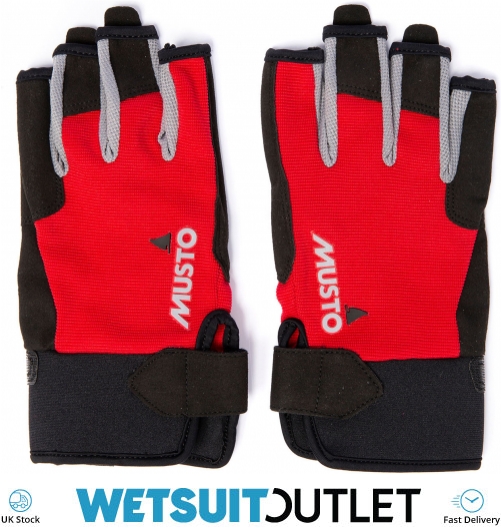 2024 Musto Essential Sailing Short Finger Gloves AUGL003 Red Sailing Wetsuit Outlet