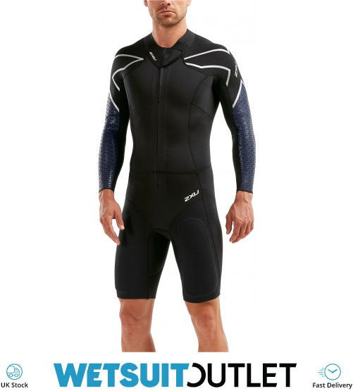 2022 2XU Mens Pro SwimRun SR1 Wetsuit Black / Blue Surf Print MW5479c Wetsuits Wetsuit Outlet