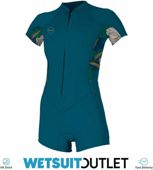2021 O'Neill Womens Bahia 2/1mm Front Zip Shorty Wetsuit 5293 French
