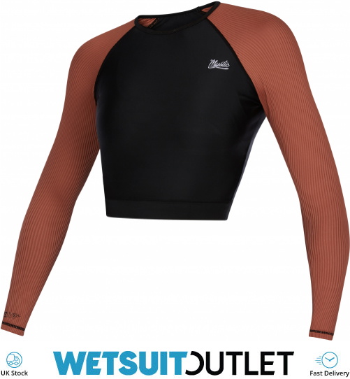 2021 Mystic Womens Diva Crop Long Sleeve Rash Vest 210269 Rusty Red