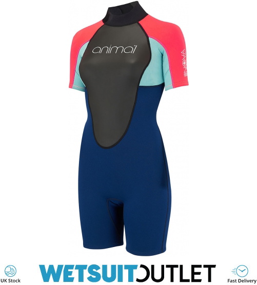 Animal Womens Nova 3/2mm Flatlock Shorty Wetsuit Dark Navy AW8SN303 Wetsuits Wetsuit Outlet