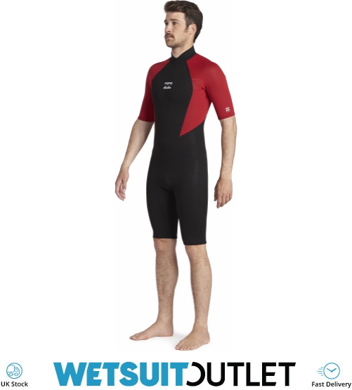 2021 Billabong Mens Intruder 2mm Back Zip Shorty Wetsuit 042M19 Red