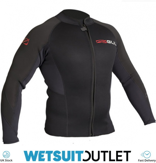 2020 Gul Response 3mm Flatlock Bolero Wetsuit Jacket BLACK RE6304B4