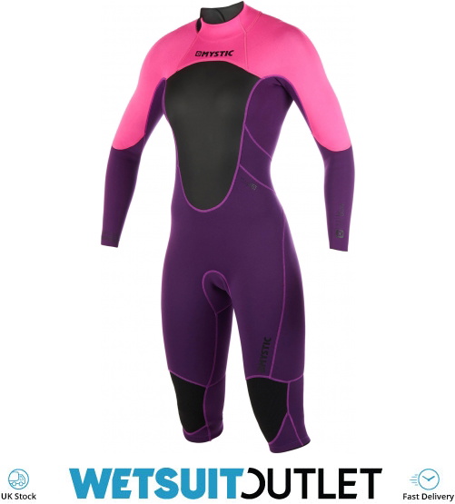 2019 Mystic Womens Brand 3/2mm Back Zip Long Arm Short Leg Wetsuit Purple 180068 Wetsuit Outlet
