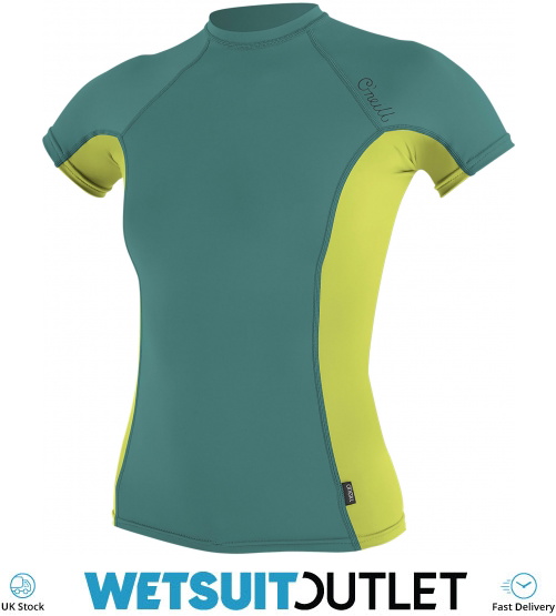 2019 O'Neill Womens Side Print Short Sleeve Rash Vest Euca / Lime 5309S