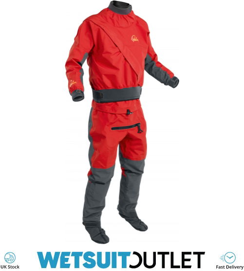 2024 Palm Mens Cascade Front Zip Kayak Drysuit & Con Zip Flame Red