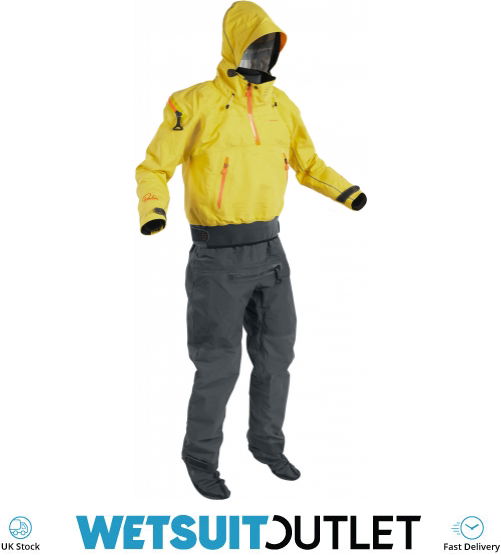 2024 Palm Mens Bora Touring Kayak Drysuit Yellow / Jet Grey 12382