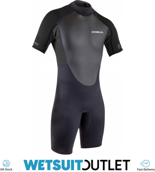 2021 Gul Mens Response 3/2mm Flatlock Shorty Wetsuit RE3319B9 Black